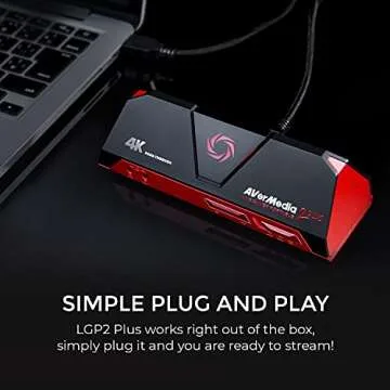 AVerMedia Live Gamer Portable 2 Plus Game Capture Card, 4K Pass Through, Low Latency, Recording and Streaming for Nintendo Switch, PlayStation 4, Xbox (GC513)