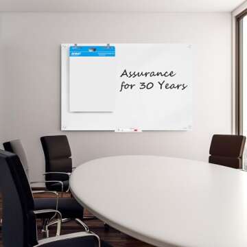 Glass Magnetic Dry Erase Whiteboard - TANKEE 36" x 24" Tempered Glass White Board, Large Modern Dry ...