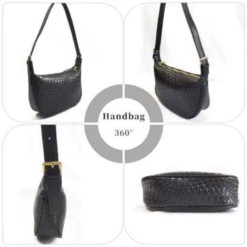 Woven Crossdbody Bag Vegan Leather Bag For Women Crescent Shoulder Hobo Handbag with 2 Adjustable St...