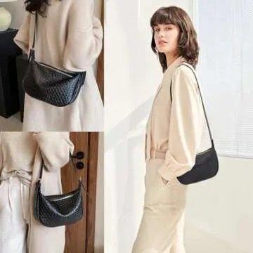Stylish Woven Crossbody Bag for Women - Vegan Leather