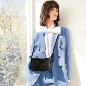 Stylish Woven Crossbody Bag for Women - Vegan Leather