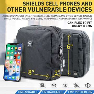 Mission Darkness MOLLE Faraday Pouch // Military-Grade Bag with RF Signal Blocking Liner Attaches to...