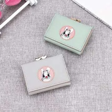 JIUFENG Women's Short Wallet Multi Purpose Purses Animal Embroidered Billfold Credit Card Holder Coin Pouches (Green)