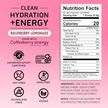 Ascent Clean Hydration + Energy Powder - 400mg Electrolytes