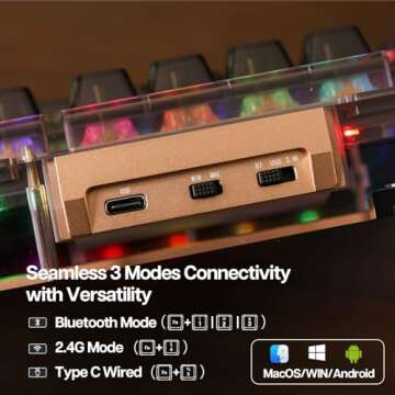 KiiBoom Phantom 81 V2 75% Hot Swappable Upgraded Crystal Gasket-Mounted Mechanical Keyboard, Triple Mode NKRO Gaming Keyboard with South-Facing RGB, Clear Keycaps, 4000mAh Battery for Win/Mac (Black)