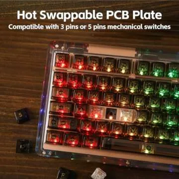 KiiBoom Phantom 81 V2 75% Hot Swappable Upgraded Crystal Gasket-Mounted Mechanical Keyboard, Triple Mode NKRO Gaming Keyboard with South-Facing RGB, Clear Keycaps, 4000mAh Battery for Win/Mac (Black)