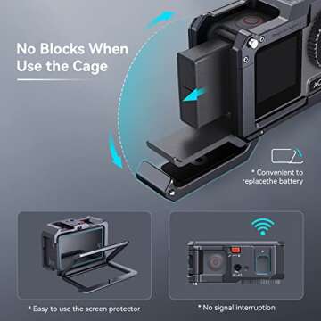 SmallRig Action 5 Pro Action 4 Action 3 Camera Cage for DJI, Protective Cage Compatible for DJI Mic, Protective Frame for DJI Osmo Action 5 Pro Action 4 Action 3