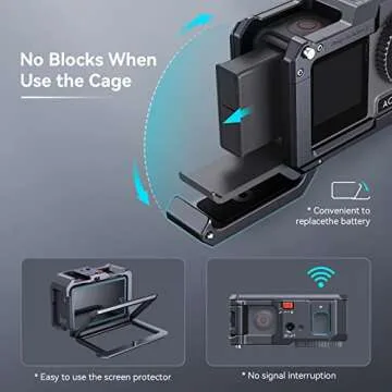SmallRig Action 5 Pro Action 4 Action 3 Camera Cage for DJI, Protective Cage Compatible for DJI Mic, Protective Frame for DJI Osmo Action 5 Pro Action 4 Action 3