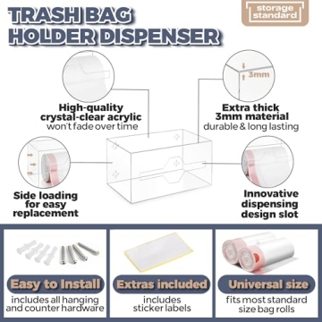 Durable Acrylic Trash Bag Dispenser Organizes Up to 80 Bags