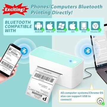 ASprink Bluetooth Thermal Label Printer, 241BT Wireless Shipping Label Printer 4X6 for Packages & Sm...