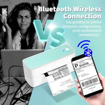 ASprink Bluetooth Thermal Label Printer, 241BT Wireless Shipping Label Printer 4X6 for Packages & Small Business - Thermal Label Printer Shipping Label Makers, Compatible with iPhone, Amazon, UPS