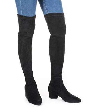 N.N.G Women Over Knee Boots Black Size 7 Winter Suede Block 2 inch Heel Long Thigh High Autumn Comfort Designer Ladies Pointed Toe