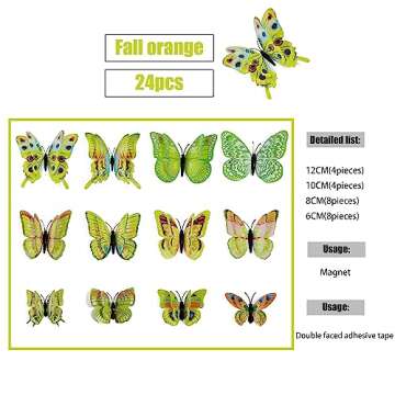 RENUIS 24PCS 3D Butterfly Wall Decals for Home Decor