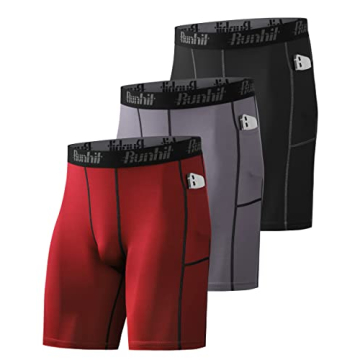Runhit 3 Pack Men's Compression Shorts with Phone Pockets - Ultimate Workout Comfort