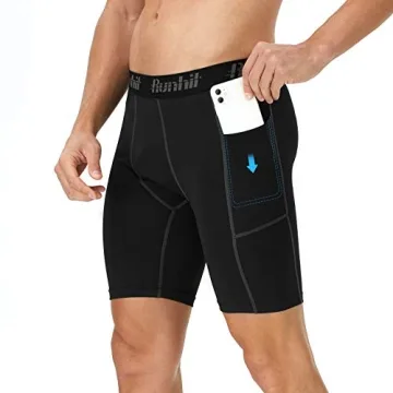 Runhit Men's Compression Shorts with Phone Pockets Workout Essential