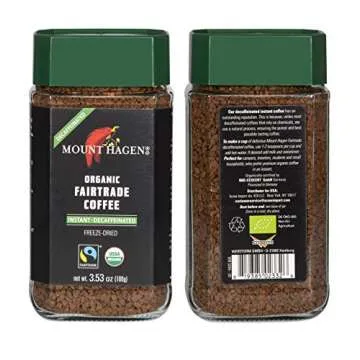 Mount Hagen 3.53oz Organic Freeze Dried Instant Decaf Coffee- 2 Pack | Eco-friendly Decaf Coffee Made From Organic Medium Roast Arabica Beans | Fair-Trade Instant Coffee Decaffeinated [2x 3.53oz Jar]