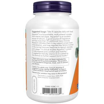 NOW Foods Supplements, Red Mineral Algae Plus Vitamin D-2, Joint Health*, 180 Veg Capsules
