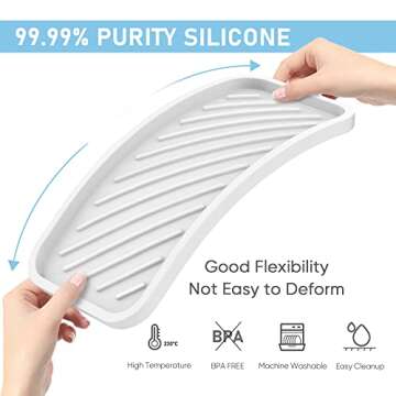 EG-SIPRO Silicone Sponge Holder,Large 10" Kitchen Sink Organizer Tray Kitchen Soap Tray Soap Sponge Holder for Bathroom Counter Sponge Caddy Dish Soap for Scrubber,Soap Dispenser,Scouring Pad