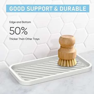 EG-SIPRO Silicone Sponge Holder,Large 10" Kitchen Sink Organizer Tray Kitchen Soap Tray Soap Sponge Holder for Bathroom Counter Sponge Caddy Dish Soap for Scrubber,Soap Dispenser,Scouring Pad