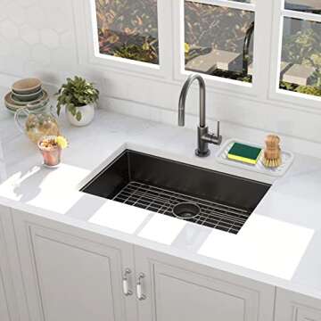 EG-SIPRO Silicone Sponge Holder,Large 10" Kitchen Sink Organizer Tray Kitchen Soap Tray Soap Sponge Holder for Bathroom Counter Sponge Caddy Dish Soap for Scrubber,Soap Dispenser,Scouring Pad