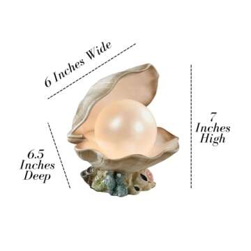 Clamshell Pearl Accent Lamp Night Light Ivory - Handcrafted Resin Clam - Coastal Style Lighting - Na...
