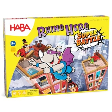HABA Rhino Hero Super Battle - Exciting 3D Stacking Board Game for Kids & Adults, Fun Family Games, ...