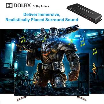 iArkPower HDMI 2.1 Switch 4K@120Hz 8K@60Hz HDMI Switcher 4 in 1 Out Support PS5, Xbox Series X, HDR10+, Dolby Vision Dolby Atmos