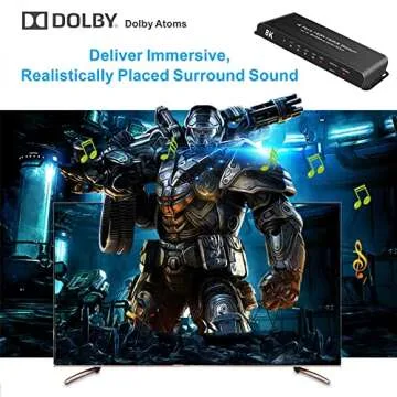 iArkPower HDMI 2.1 Switch 4K@120Hz 8K@60Hz HDMI Switcher 4 in 1 Out Support PS5, Xbox Series X, HDR10+, Dolby Vision Dolby Atmos