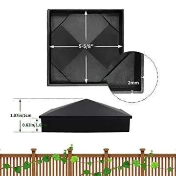 Azdele 6x6 Aluminum Pyramid Post Caps Cover for 6x6 Nominal Wood Post(Actual 5.5" x 5.5" Wood Post), with Matte Finish Powder Coated Surface, for Fences Wood Post of Decks or Corridors(Black, 4Pack)