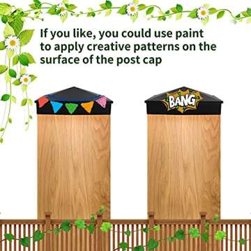Azdele 6x6 Aluminum Pyramid Post Caps Cover for 6x6 Nominal Wood Post(Actual 5.5" x 5.5" Wood Post), with Matte Finish Powder Coated Surface, for Fences Wood Post of Decks or Corridors(Black, 4Pack)