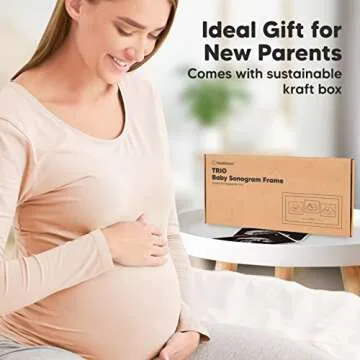 Sonogram Picture Frame - Trio Ultrasound Picture Frames For Mom To Be Gift - Baby Ultrasound frame - Pregnancy Announcements Sonogram frame - Baby Nursery Decor, Pregnant Mom Gifts(Alpine White)