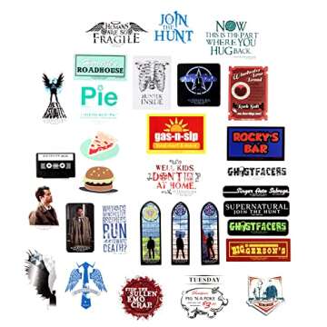 Conquest Journals Supernatural Winchester Brothers Vinyl Stickers, Set of 60 Unique Stickers, 5 Holo...