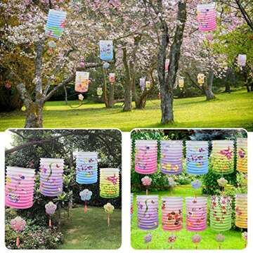 BUZIFU 12pcs Chinese New Year Paper Lanterns: Japanese Paper Lanterns Mid Autumn Festival Lanterns H...