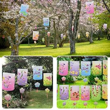 BUZIFU 12pcs Chinese New Year Paper Lanterns: Japanese Paper Lanterns Mid Autumn Festival Lanterns H...