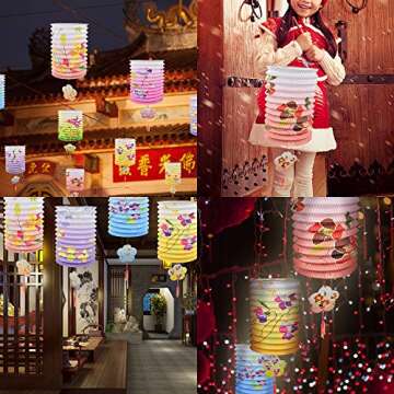 BUZIFU 12pcs Chinese New Year Paper Lanterns: Japanese Paper Lanterns Mid Autumn Festival Lanterns Hanging Accordion Chinese Paper Lanterns Crafts for Birthday Wedding Party Decoration