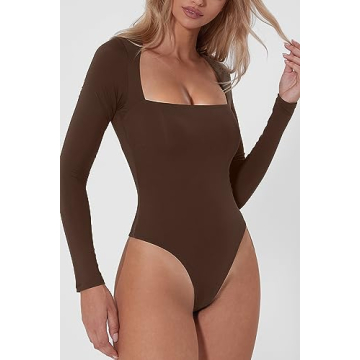 Stylish QINSEN Square Neck Bodysuit for Women
