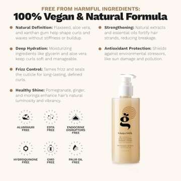 Ginger Milk Curly Defining Gel for Curly, Wavy, and Coily Hair - Hydrates, Defines, and Shines | Nat...