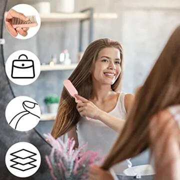 Yinkin 4 Pieces Folding Hair Brush Mini Foldable Hair Combs Compact Portable Pocket Size Travel Brush for Women Men Family School Travel Car Gym Bag Purse(Multicolor)