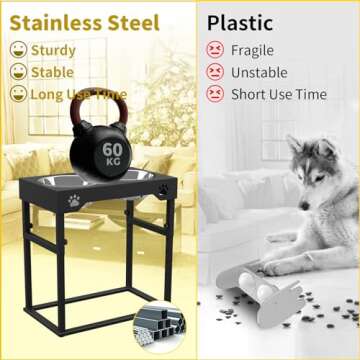 Elevated Dog Bowls, Stainless Steel Raised Dog Bowls Adjustable to 8 Heights, 2.75", 7.5", 10.5'', 1...