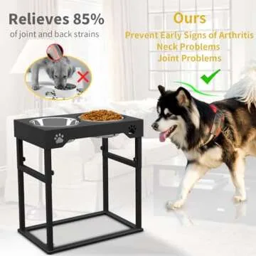 Elevated Dog Bowls, Stainless Steel Raised Dog Bowls Adjustable to 8 Heights, 2.75", 7.5", 10.5'', 14''-20'', for Medium & Large Sized Dogs, with 2 Stainless Steel Dog Bowls for Food & Water