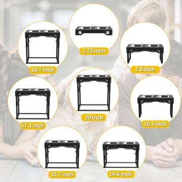 Elevated Dog Bowls, Stainless Steel Raised Dog Bowls Adjustable to 8 Heights, 2.75", 7.5", 10.5'', 14''-20'', for Medium & Large Sized Dogs, with 2 Stainless Steel Dog Bowls for Food & Water