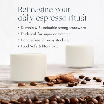 Elegant Leonard Ceramic Espresso Cups Set of 2, Fog Grey - Modern & Stackable