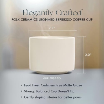 Elegant Leonard Ceramic Espresso Cups Set of 2, Fog Grey - Modern & Stackable