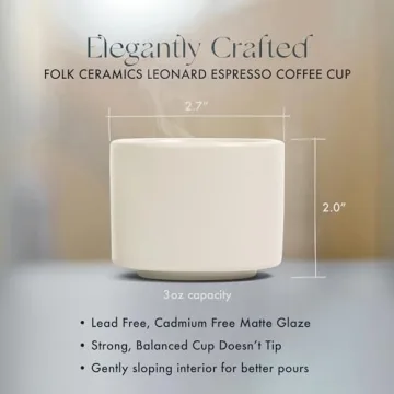 Elegant Leonard Ceramic Espresso Cups Set of 2, Fog Grey - Modern & Stackable