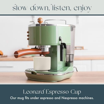 Elegant Leonard Ceramic Espresso Cups Set of 2, Fog Grey - Modern & Stackable