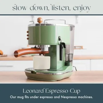 Elegant Leonard Ceramic Espresso Cups Set of 2, Fog Grey - Modern & Stackable