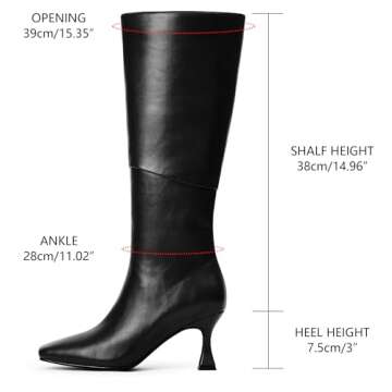Modatope Black Knee High Boots - Stylish Tall Footwear with Kitten Heel