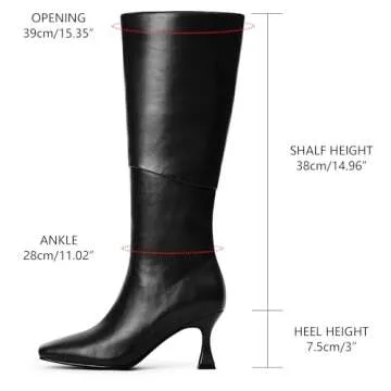 Modatope Black Knee High Boots - Stylish Tall Footwear with Kitten Heel