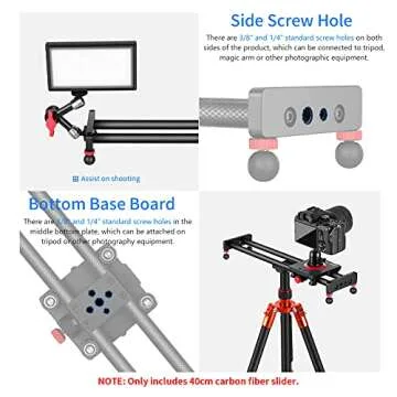 Neewer Camera Slider Carbon Fiber Dolly Rail, 16 inches/40 centimeters with 4 Bearings for Smartphone Nikon Canon Sony Camera 12lbs Loading