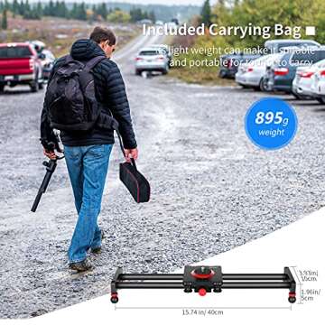 Neewer Camera Slider Carbon Fiber Dolly Rail, 16 inches/40 centimeters with 4 Bearings for Smartphone Nikon Canon Sony Camera 12lbs Loading